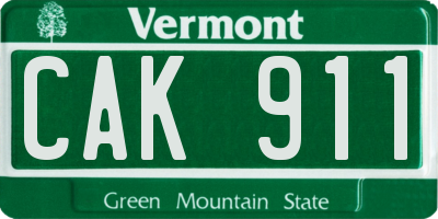 VT license plate CAK911