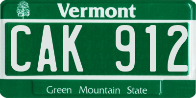 VT license plate CAK912