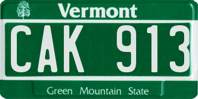 VT license plate CAK913