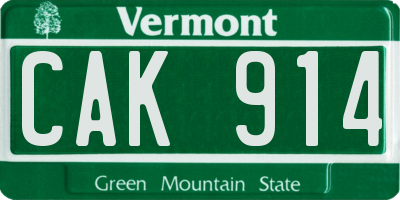 VT license plate CAK914