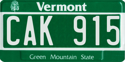 VT license plate CAK915