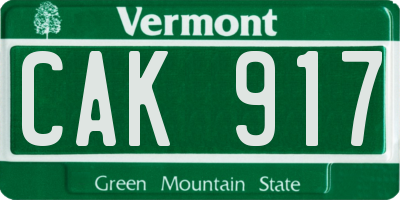 VT license plate CAK917