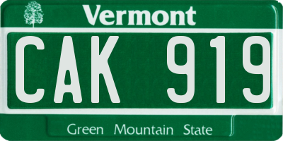 VT license plate CAK919