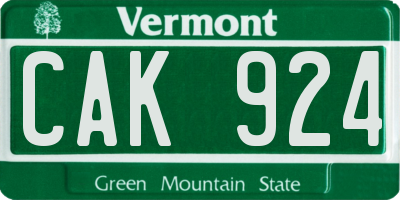 VT license plate CAK924