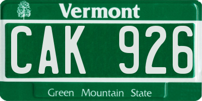 VT license plate CAK926