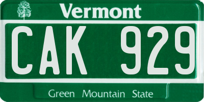 VT license plate CAK929