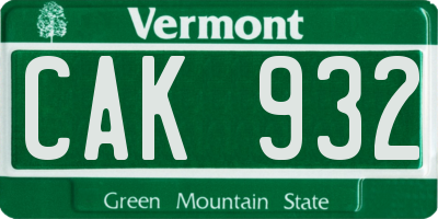 VT license plate CAK932