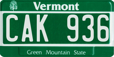 VT license plate CAK936