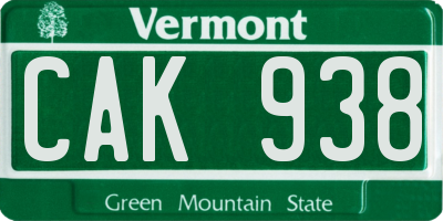 VT license plate CAK938