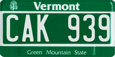 VT license plate CAK939