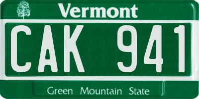 VT license plate CAK941