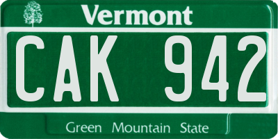 VT license plate CAK942