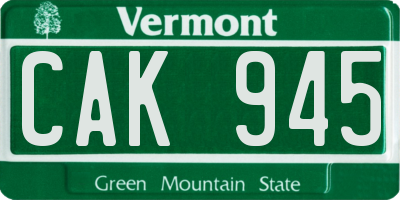 VT license plate CAK945