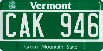 VT license plate CAK946