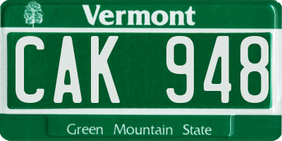 VT license plate CAK948