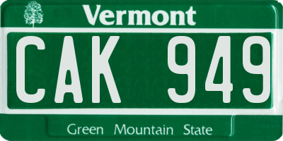 VT license plate CAK949