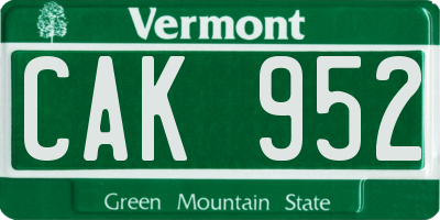 VT license plate CAK952