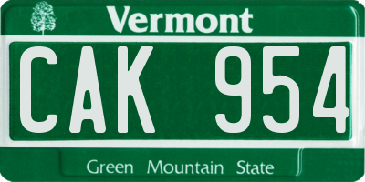 VT license plate CAK954
