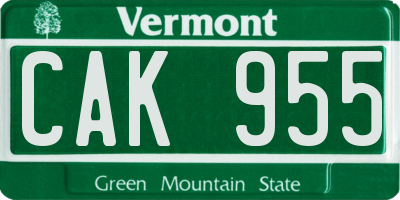 VT license plate CAK955