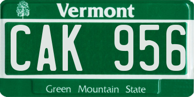 VT license plate CAK956