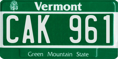 VT license plate CAK961