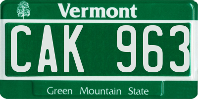 VT license plate CAK963