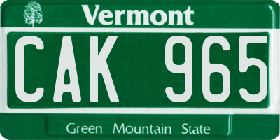 VT license plate CAK965