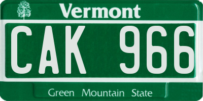 VT license plate CAK966