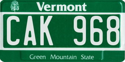VT license plate CAK968