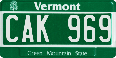 VT license plate CAK969