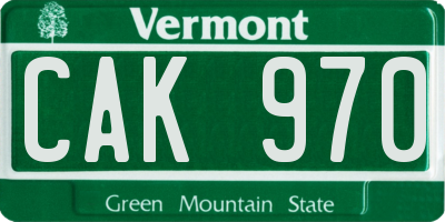 VT license plate CAK970