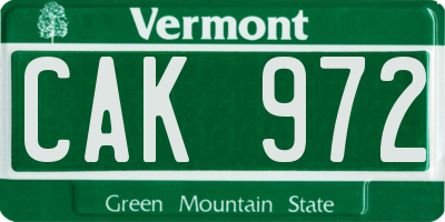 VT license plate CAK972