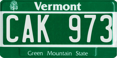 VT license plate CAK973