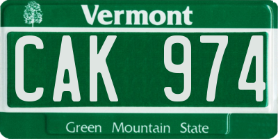 VT license plate CAK974