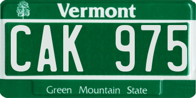 VT license plate CAK975