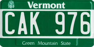 VT license plate CAK976