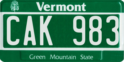 VT license plate CAK983