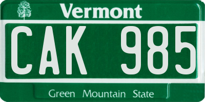 VT license plate CAK985
