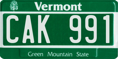 VT license plate CAK991