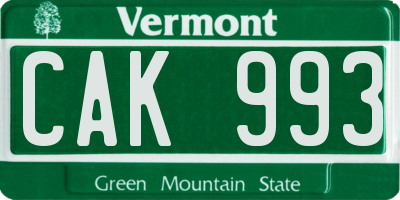 VT license plate CAK993