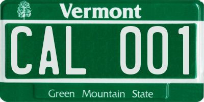 VT license plate CAL001