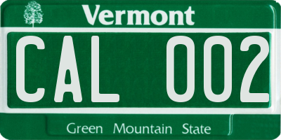 VT license plate CAL002