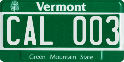 VT license plate CAL003