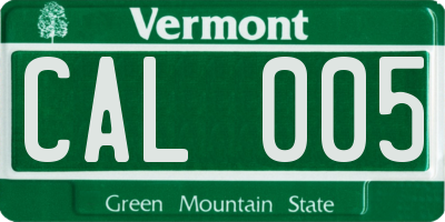 VT license plate CAL005