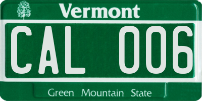 VT license plate CAL006