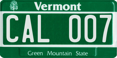 VT license plate CAL007