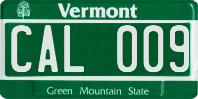 VT license plate CAL009