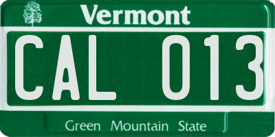 VT license plate CAL013