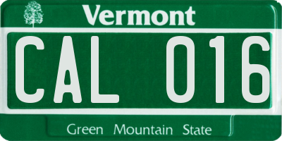 VT license plate CAL016