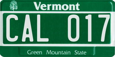 VT license plate CAL017